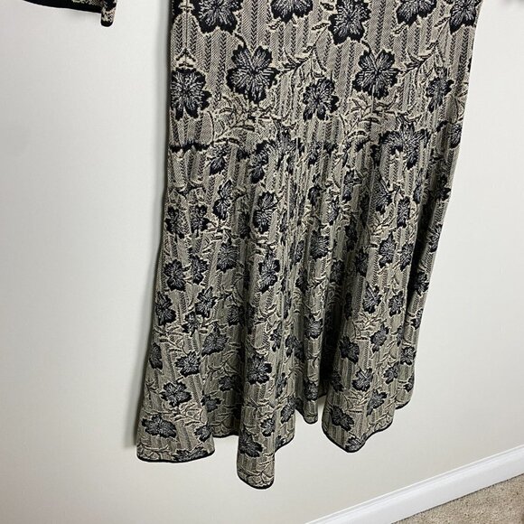 Peruvian Connection Floral Knit Sweater Dress Womens Small S Tan Black Pima - Picture 4 of 7